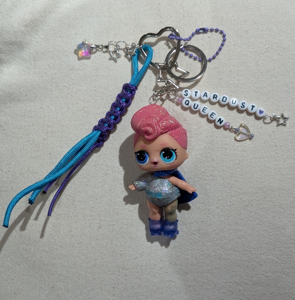 L.O.L. Surprise! Stardust Queen Bag Charm Handmade Upcycled Keychain